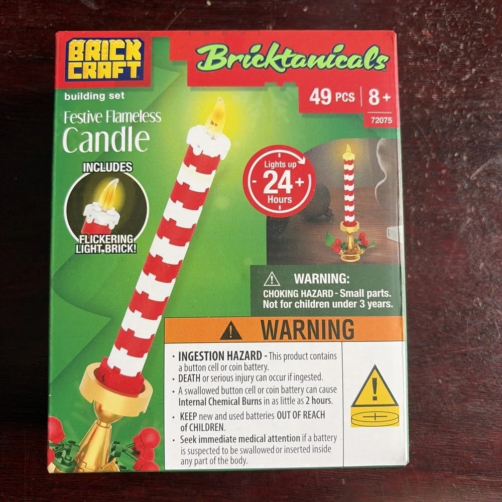 49 Piece BRICKCRAFT Bricktanicals Festive Flameless Candle Lights 24 Hours NEW